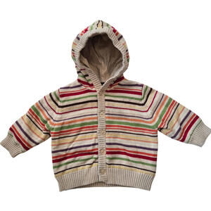Baby Gap Hoodie Sweater Striped Long Sleeved Hooded 3 - 6 Months Early 2010's